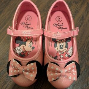 Disney Minnie Mouse Glittery Pink Dress Shoes Toddler Size 8